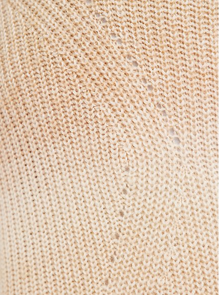 Open Front Cardigan Sweater - Acrylic Cotton Tan, TAN/BEIGE, alternate