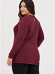 Keyhole Pullover Sweater - Lace Wine, PURPLE, alternate