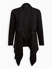 Plus Size Drape Kimono - Brushed Ponte Black, DEEP BLACK, hi-res