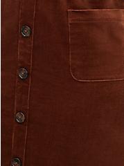 Button Front Mini Skirt - Corduroy Brown, BROWN  LIGHT BROWN, alternate