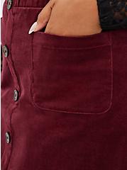 Button Front Mini Skirt - Corduroy Burgundy, ZINFANDEL, alternate