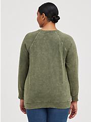 Plus Size Raglan Sweatshirt - Cozy Fleece Olive, PINK, alternate