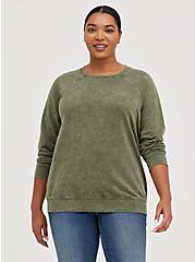 Plus Size Raglan Sweatshirt - Cozy Fleece Olive, PINK, hi-res