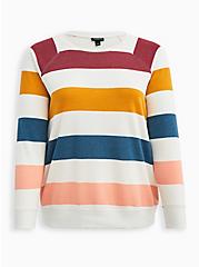 Plus Size Raglan Sweatshirt -  Cozy Fleece Multi Stripe, OTHER PRINTS, hi-res