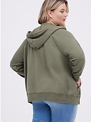 Plus Size Zip-Up Hoodie - Ultra Soft Fleece Olive, DEEP DEPTHS, alternate