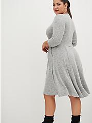 Mini Super Soft Plush Skater Dress, HEATHER GREY, alternate