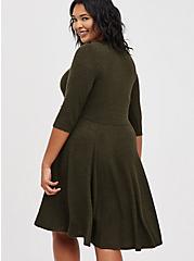 Plus Size Skater Dress - Super Soft Plush Marled Olive, DEEP DEPTHS, alternate