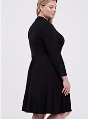 Plus Size Mock Neck Skater Dress - Super Soft Black , DEEP BLACK, alternate