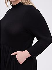 Plus Size Mock Neck Skater Dress - Super Soft Black , DEEP BLACK, alternate