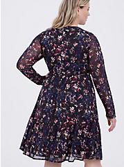 Plus Size Ruffled Mini Dress - Mesh Floral Black, FLORAL - BLACK, alternate