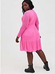 Ruffle Tiered Mini Dress - Mesh Pink, PINK GLO, alternate