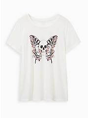 Vintage Tee - Triblend Jersey Skull Butterfly Ivory, MARSHMALLOW, hi-res