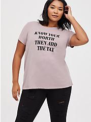 Plus Size Vintage Tee - Triblend Jersey Know Your Worth Purple, PURPLE, hi-res