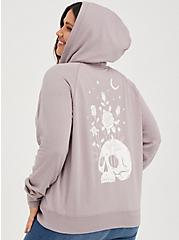 Plus Size Zip-Up Hoodie - Ultra Soft Fleece Skull Moon Purple, PURPLE, alternate