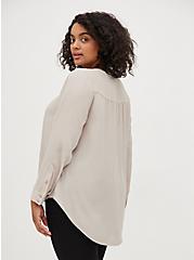 Georgette Hi-Low Pullover Long Sleeve Blouse, CHATEAU GRAY, alternate
