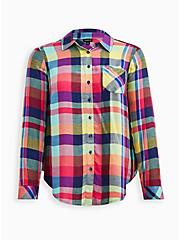 Pocket Shirt - Brushed Rayon Multi Plaid, PLAID - MULTI, hi-res