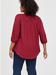 Tunic Blouse - Crinkle Flannel Red, RUMBA RED, alternate