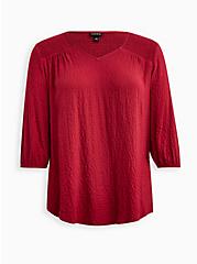 Tunic Blouse - Crinkle Flannel Red, RUMBA RED, hi-res