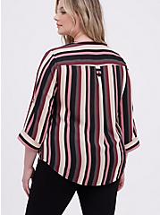 Harper - Georgette Pullover Blouse Black & Pink Stripe, STRIPE-BLACK, alternate