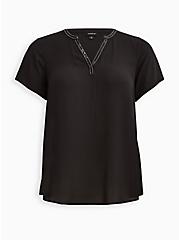 Plus Size Embellished Blouse - Georgette Black, DEEP BLACK, hi-res