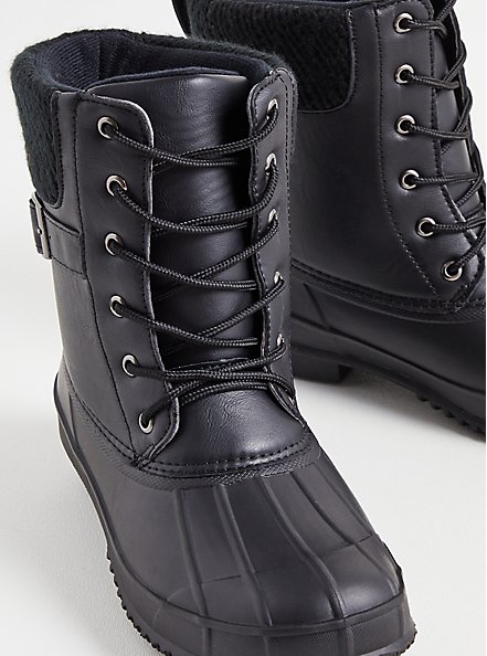 Water-Resistant Bootie - Black Faux Leather (WW), BLACK, alternate