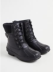Water-Resistant Bootie - Black Faux Leather (WW), BLACK, hi-res