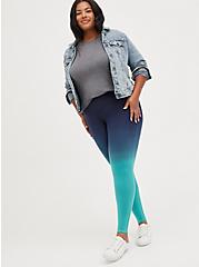 Plus Size Premium Legging - Dip Dye Blue & Teal, BLUE, hi-res