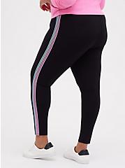 Plus Size Premium Legging - Multicolor Side Stripe Black, BLACK, alternate