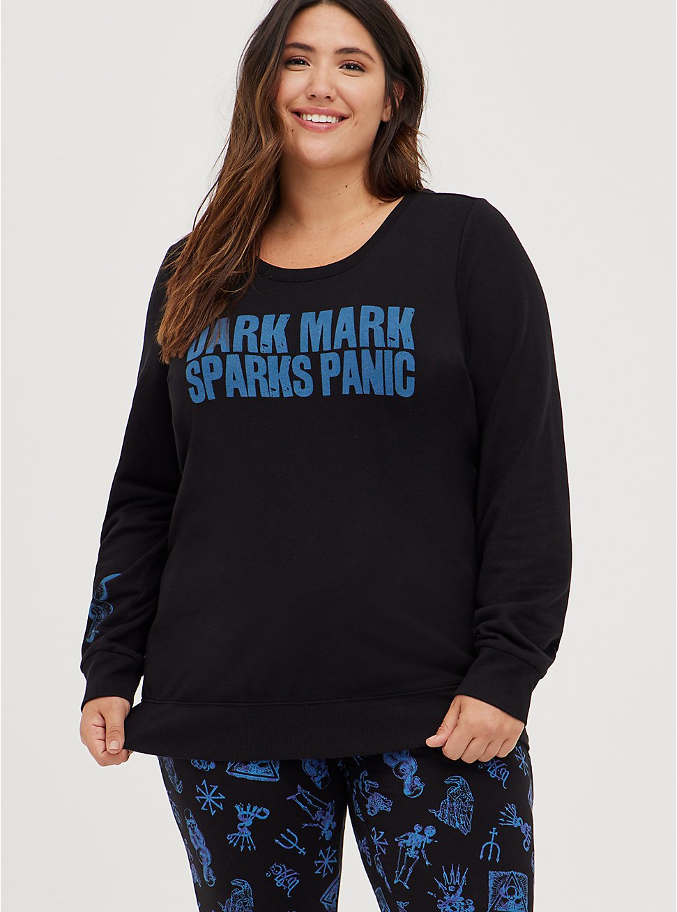 Plus Size Strappy Sweatshirt - Harry Potter Dark Mark, DEEP BLACK, hi-res