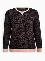 Sleep Sweatshirt - Super Soft Plush Leopard Black, MULTI, hi-res