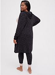 Plus Size Sleep Cardigan - Super Soft Plush Leopard Black, MULTI, alternate
