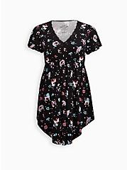 Lace Trim Babydoll Sleep Dress - Super Soft Zodiac Signs Black, MULTI, hi-res