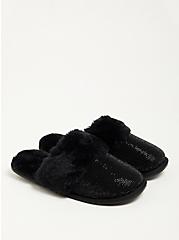 Plus Size Slipper - Faux Suede Embellished Black (WW), BLACK, hi-res