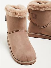 Fur-Lined Bootie - Faux Suede Taupe (WW), TAUPE, alternate