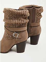 Plus Size Sweater Bootie - Faux Suede Taupe (WW), TAUPE, alternate