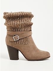 Plus Size Sweater Bootie - Faux Suede Taupe (WW), TAUPE, alternate