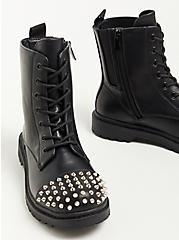 Stevie Combat Boot - Faux Leather Black (WW), BLACK, alternate
