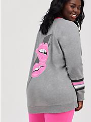 Plus Size Relaxed Fit Raglan Sweatshirt - Ultra Soft Fleece Pink Lips Heather Grey, MEDIUM HEATHER GREY, alternate