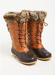 Water Resistant Boot - Faux Leather Brown (WW), BROWN, alternate