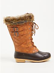 Water Resistant Boot - Faux Leather Brown (WW), BROWN, hi-res