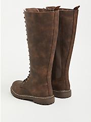 Combat Knee Boot - Faux Leather Brown (WW), BROWN, alternate