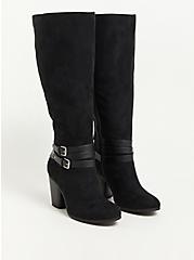 Buckle Heel Knee-High Boot (WW), BLACK, hi-res