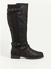 Plus Size Strappy Knee Boot (WW), BLACK, alternate
