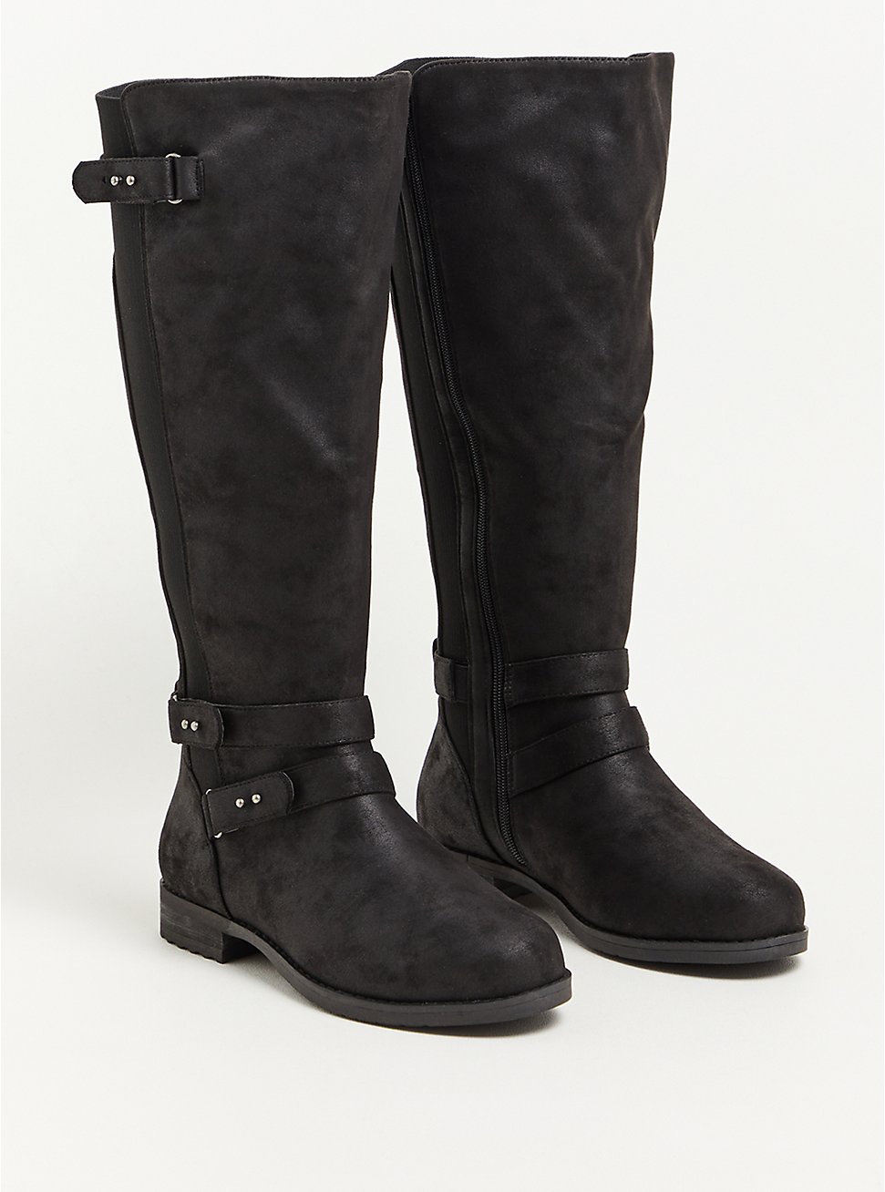 Plus Size Strappy Knee Boot (WW), BLACK, hi-res