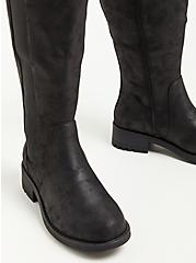 Plus Size Chelsea Knee Boot - Faux Oil Suede Black (WW), BLACK, alternate