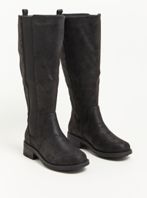 Plus Size - Chelsea Knee Boot - Faux Oil Suede Black (WW) - Torrid