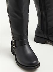 Plus Size Lug Knee Boot - Faux Leather Black (WW), BLACK, alternate