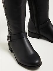 Plus Size Quilted Knee Boot - Faux Leather Black (WW), BLACK, alternate