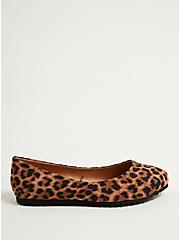 Almond Toe Flat - Leopard Faux Suede (WW), LEOPARD, alternate
