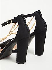 Ankle Chain Heel - Faux Suede Black, BLACK, alternate